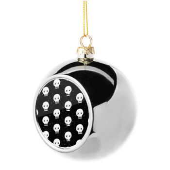 Σκελετοί b/w, Silver 8cm Christmas tree ball ornament