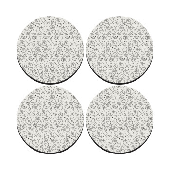 Σκελετοί lines, SET of 4 round wooden coasters (9cm)