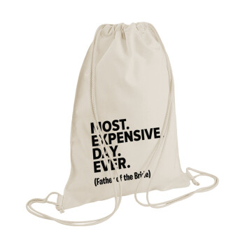 Most expensive day ever, Backpack bag GYMBAG natural (28x40cm)