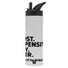 Metallic thermos bottle with straw & handle, stainless steel (Stainless steel 304), double-walled, 600ml.