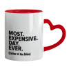 Mug heart red handle, ceramic, 330ml