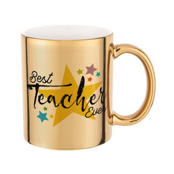 Teacher super star!!!, Mug ceramic, gold mirror, 330ml