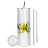 Eco friendly ποτήρι θερμό (tumbler) από ανοξείδωτο ατσάλι 600ml, με μεταλλικό καλαμάκι & βούρτσα καθαρισμού