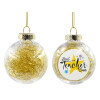 Transparent Christmas tree ball ornament with gold filling 8cm