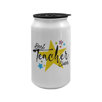 Teacher super star!!!, Κούπα ταξιδιού μεταλλική με καπάκι (tin-can) 500ml