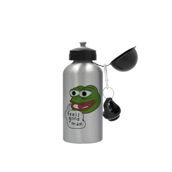 Pepe the frog, Μεταλλικό παγούρι νερού, Ασημένιο, αλουμινίου 500ml