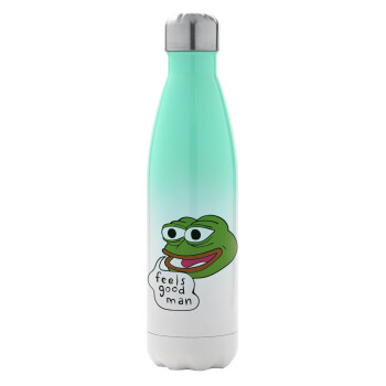 Pepe the frog, Μεταλλικό παγούρι θερμός Πράσινο/Λευκό (Stainless steel), διπλού τοιχώματος, 500ml