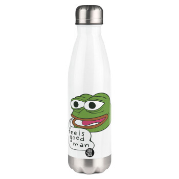 Pepe the frog, Metal mug thermos White (Stainless steel), double wall, 500ml