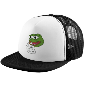 Pepe the frog, Child's Soft Trucker Hat with BLACK/WHITE Mesh (POLYESTER, CHILD, ONE SIZE)