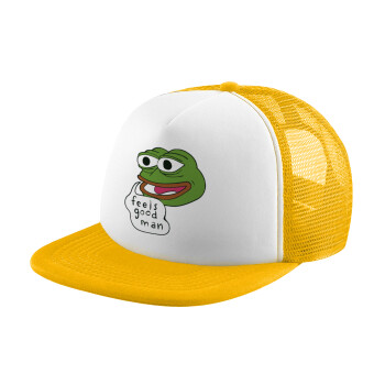 Pepe the frog, Καπέλο Ενηλίκων Soft Trucker με Δίχτυ Κίτρινο/White (POLYESTER, ΕΝΗΛΙΚΩΝ, UNISEX, ONE SIZE)