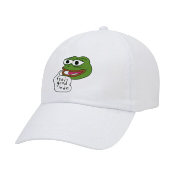 Pepe the frog, Καπέλο Ενηλίκων Baseball Λευκό 5-φύλλο (POLYESTER, ΕΝΗΛΙΚΩΝ, UNISEX, ONE SIZE)