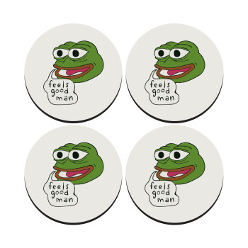 Pepe the frog, SET of 4 round wooden coasters (9cm)