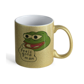 Pepe the frog, Κούπα Χρυσή Glitter που γυαλίζει, κεραμική, 330ml