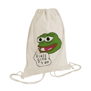 Pepe the frog, Backpack bag GYMBAG natural (28x40cm)