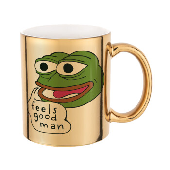 Pepe the frog, Mug ceramic, gold mirror, 330ml