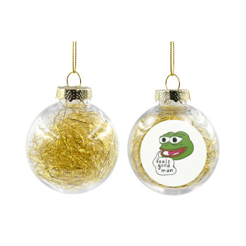 Pepe the frog, Transparent Christmas tree ball ornament with gold filling 8cm