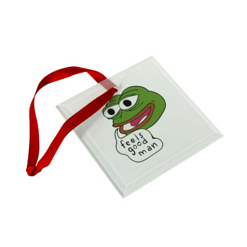 Pepe the frog, Christmas ornament, glass square ornament 9x9cm