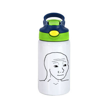 Feel guy, Children's hot water bottle, stainless steel, with safety straw, green, blue (350ml)