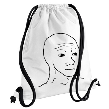 Feel guy, Τσάντα πλάτης πουγκί GYMBAG λευκή, με τσέπη (40x48cm) & χονδρά κορδόνια
