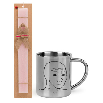 Feel guy, Easter Set, metallic thermal cup (300ml) & aromatic flat Easter candle (30cm) (PINK)