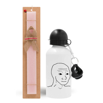 Feel guy, Easter Set, metallic aluminum bottle (500ml) & aromatic flat Easter candle (30cm) (PINK)