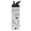 Metallic thermos bottle with straw & handle, stainless steel (Stainless steel 304), double-walled, 600ml.