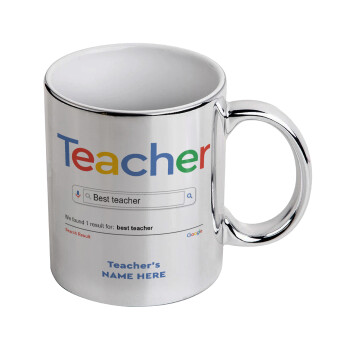 Searching for Best Teacher..., Mug ceramic, silver mirror, 330ml