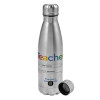 Metallic water bottle, stainless steel, 750ml