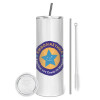 Eco friendly ποτήρι θερμό (tumbler) από ανοξείδωτο ατσάλι 600ml, με μεταλλικό καλαμάκι & βούρτσα καθαρισμού