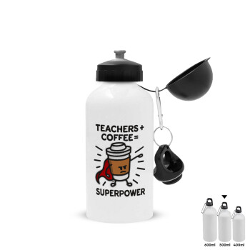 Teacher Coffee Super Power, Metal water bottle, White, aluminum 500ml