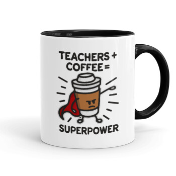 Teacher Coffee Super Power, Mug colored black, ceramic, 330ml