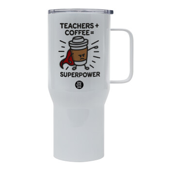 Teacher Coffee Super Power, Tumbler με καπάκι, διπλού τοιχώματος (θερμό) 750L