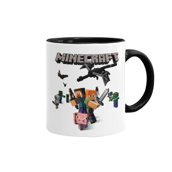 Minecraft Alex, Κούπα χρωματιστή μαύρη, κεραμική, 330ml