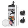 Travel Tumbler 2 Lids, with metal straw & cleaning brush (Stainless steel 304 Food grade, BPA free, 600ml)