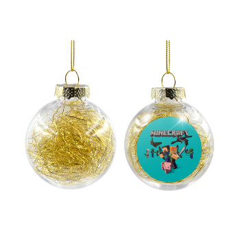 Minecraft Alex, Transparent Christmas tree ball ornament with gold filling 8cm