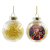 Transparent Christmas tree ball ornament with gold filling 8cm