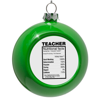 teacher nutritional facts, Green Christmas tree ornament bauble 8cm