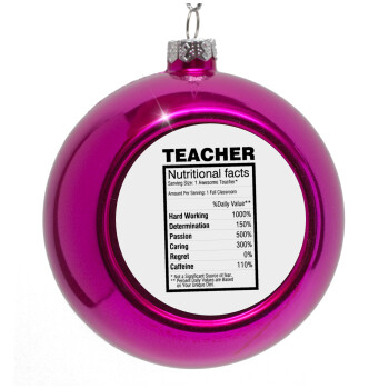 teacher nutritional facts, Purple Christmas tree ornament bauble 8cm