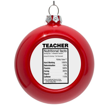 teacher nutritional facts, Red Christmas tree ornament bauble 8cm