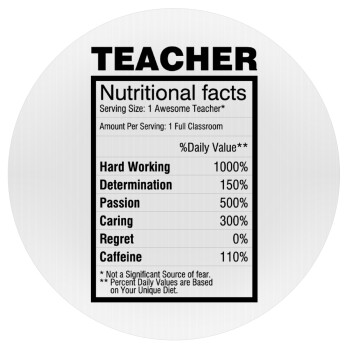teacher nutritional facts, Mousepad Round 20cm