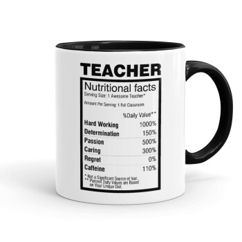 teacher nutritional facts, Mug colored black, ceramic, 330ml