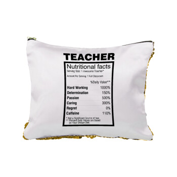 teacher nutritional facts, Sequin Gold Pouch Cosmetic Bag