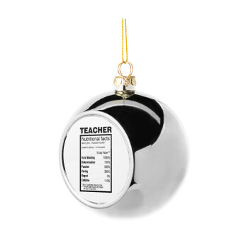 teacher nutritional facts, Silver 8cm Christmas tree ball ornament