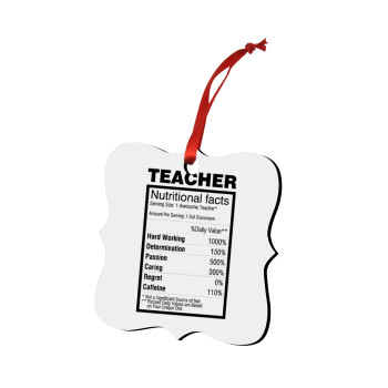 teacher nutritional facts, Christmas ornament polygon wooden 7.5cm