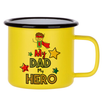 My Dad, my Hero!!!, Metallic enamel MATT Yellow cup 360ml