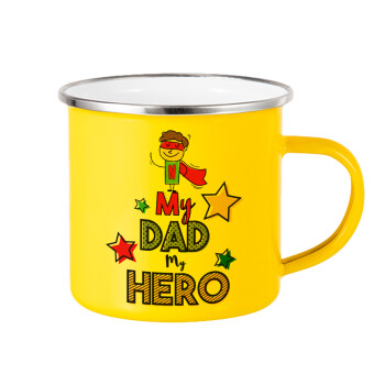 My Dad, my Hero!!!, Κούπα Μεταλλική εμαγιέ Κίτρινη 360ml