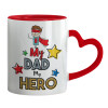 Mug heart red handle, ceramic, 330ml