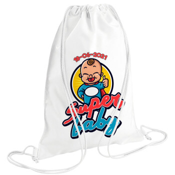 Super baby., Backpack pouch GYMBAG white (28x40cm)