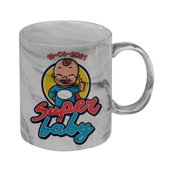 Super baby., Mug ceramic marble style, 330ml