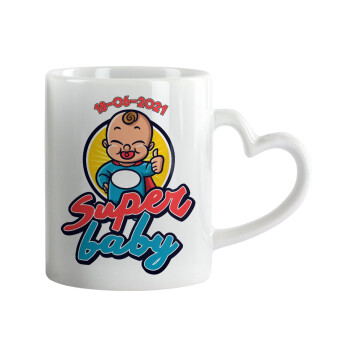 Super baby., Mug heart handle, ceramic, 330ml